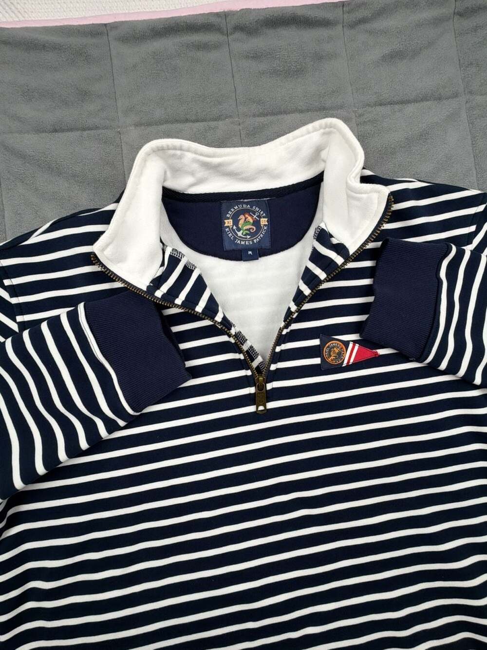 Kiel James Patrick Bermuda Striped Quarter Zip Pullover Sweatshirt womens Size M